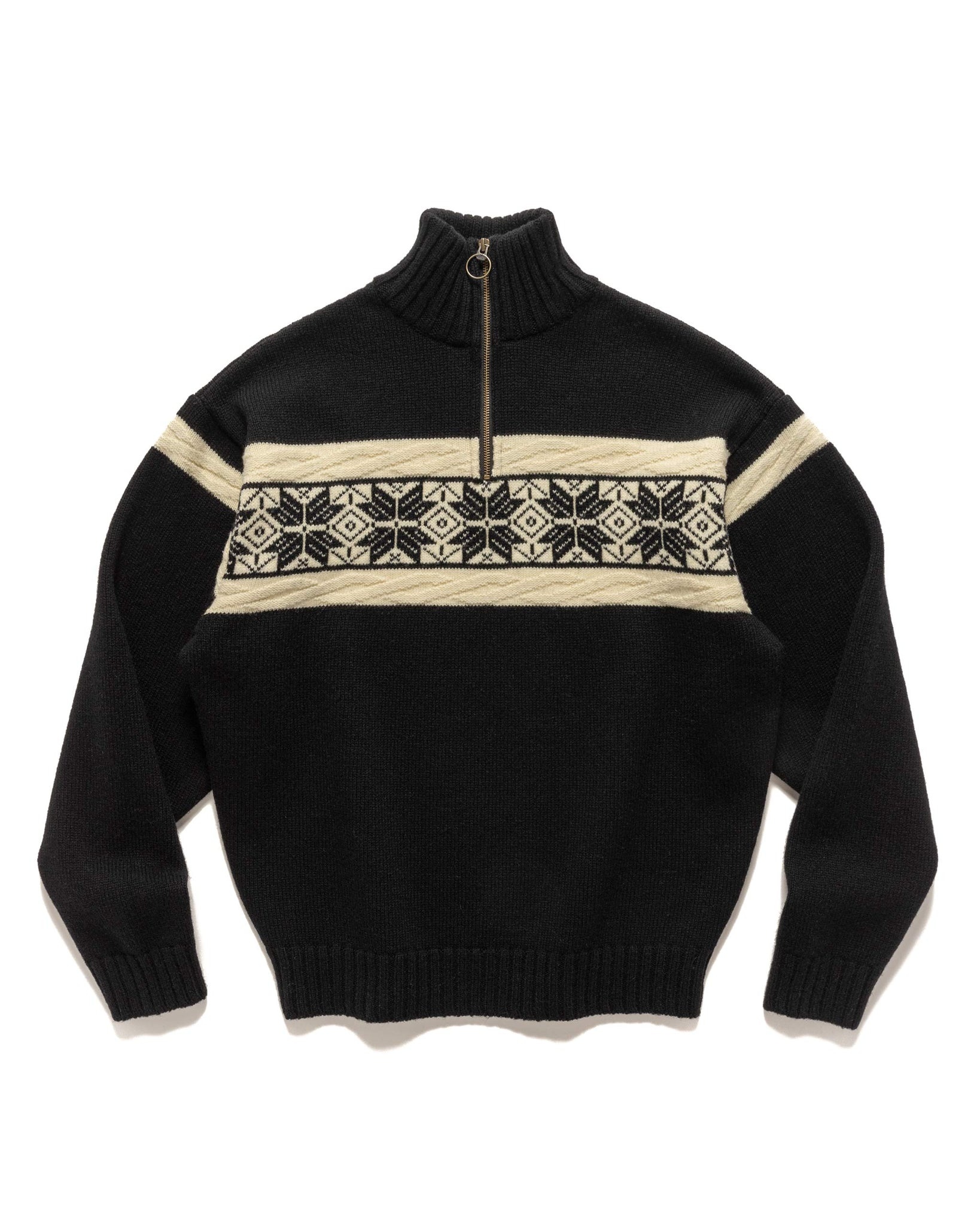 5G Wool SNOW Half ZIP Sweater Black - 1