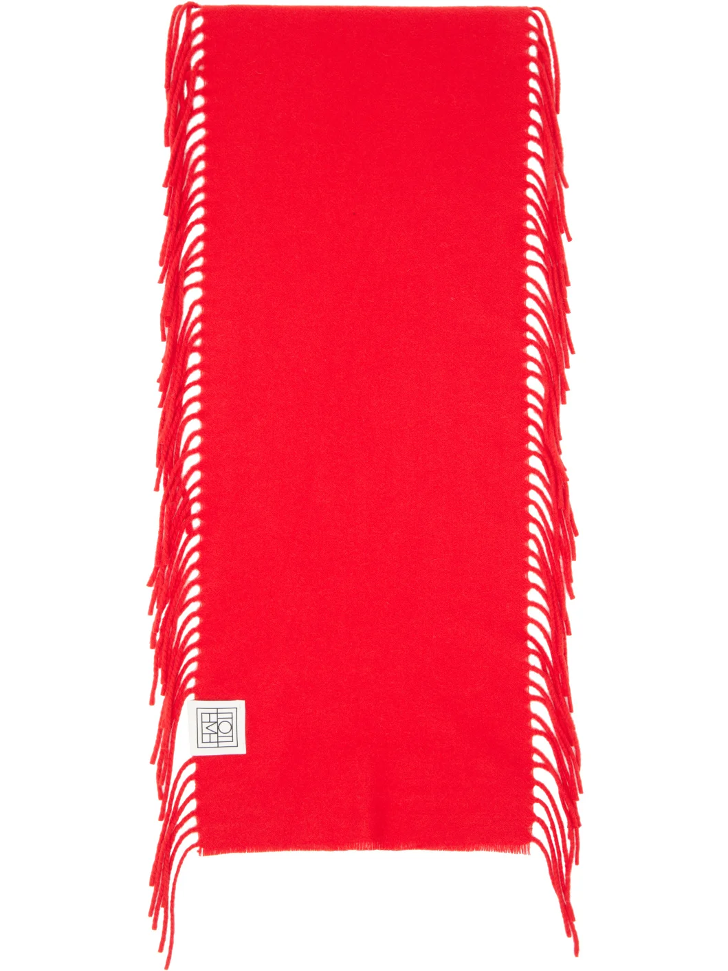 Red Cashmere Tassel Scarf - 1