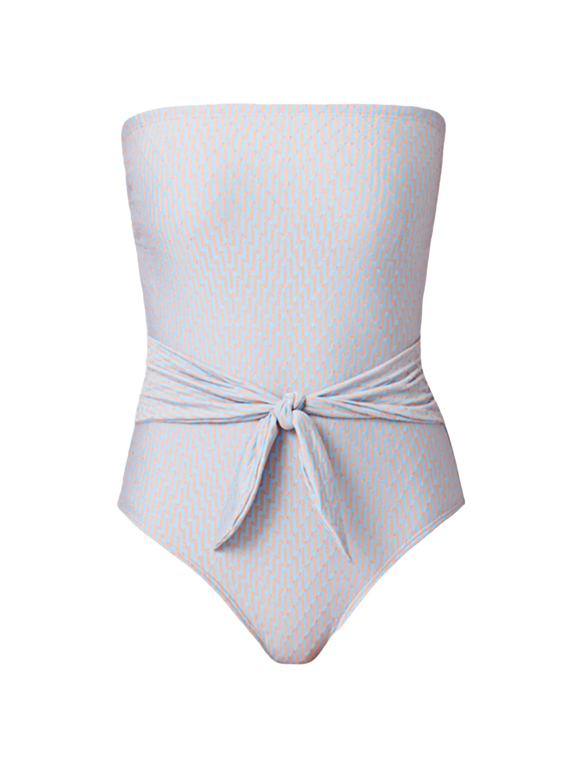 Women's Tie-Waist One-Piece Swimsuit - Sky Peach - 1