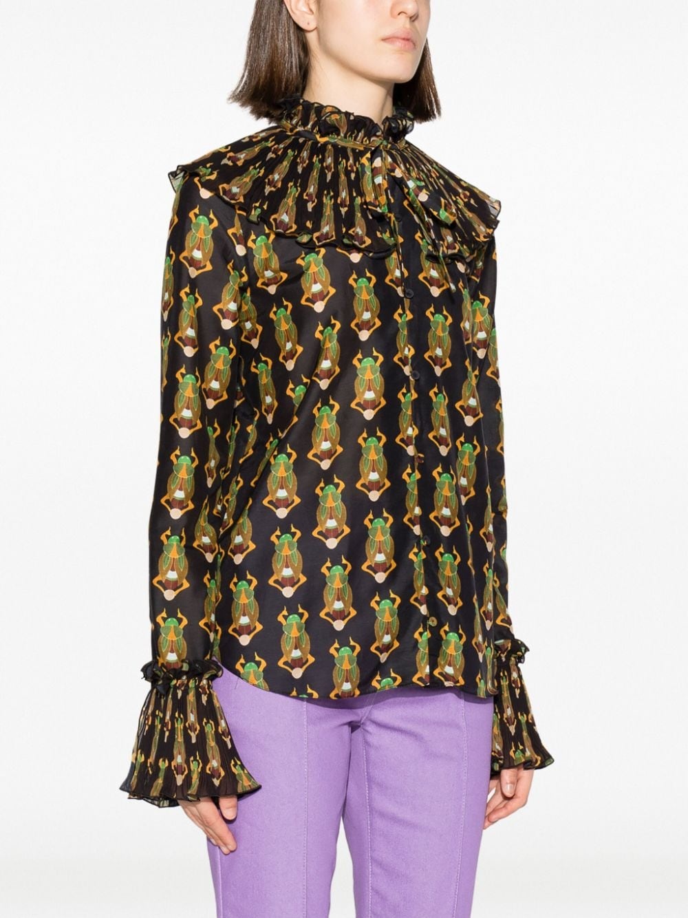Nefertiti scarab-print habotai blouse - 3