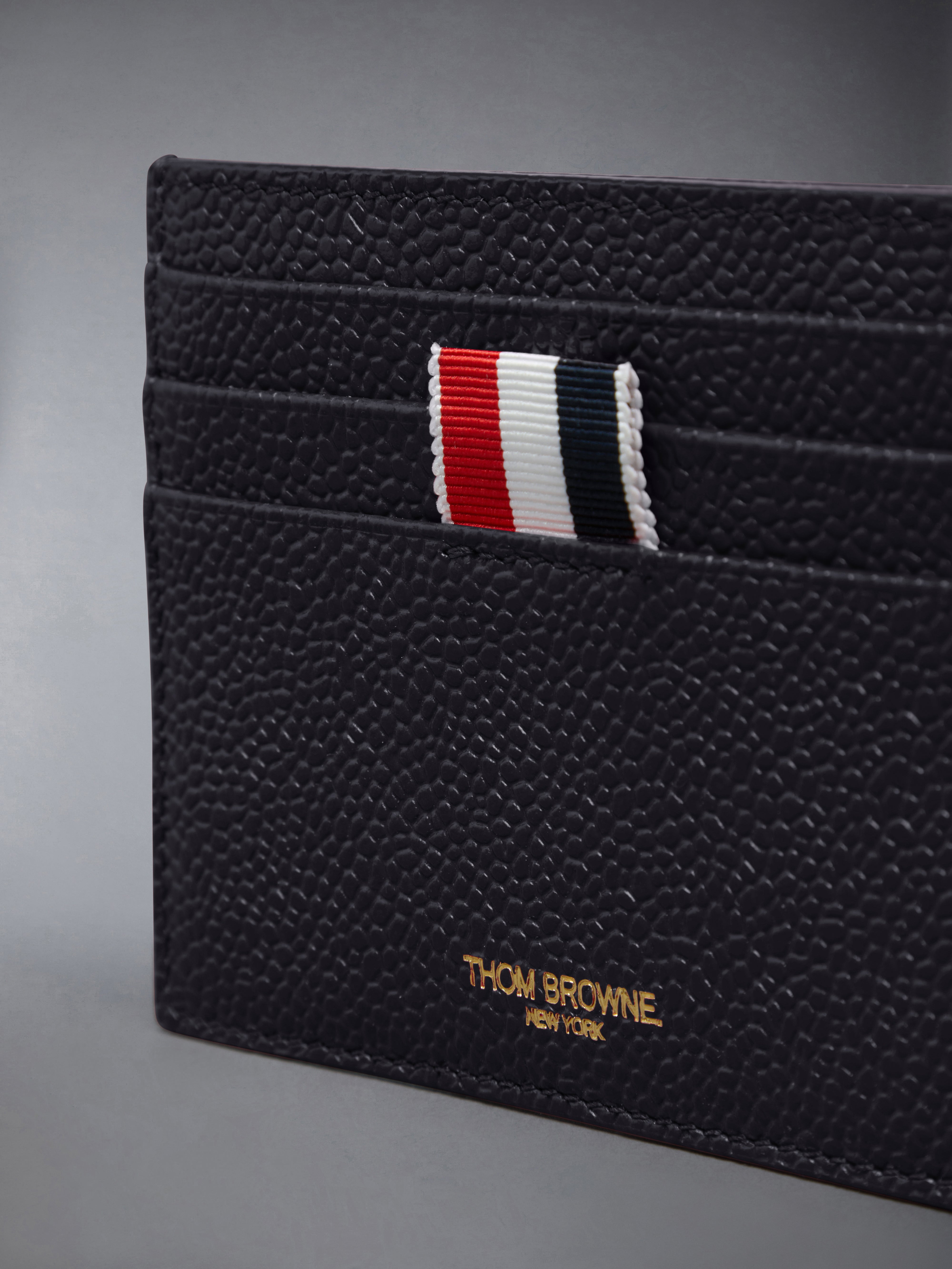 PEBBLE GRAIN NOTE COMPARTMENT SINGLE CARD HOLDER - 4