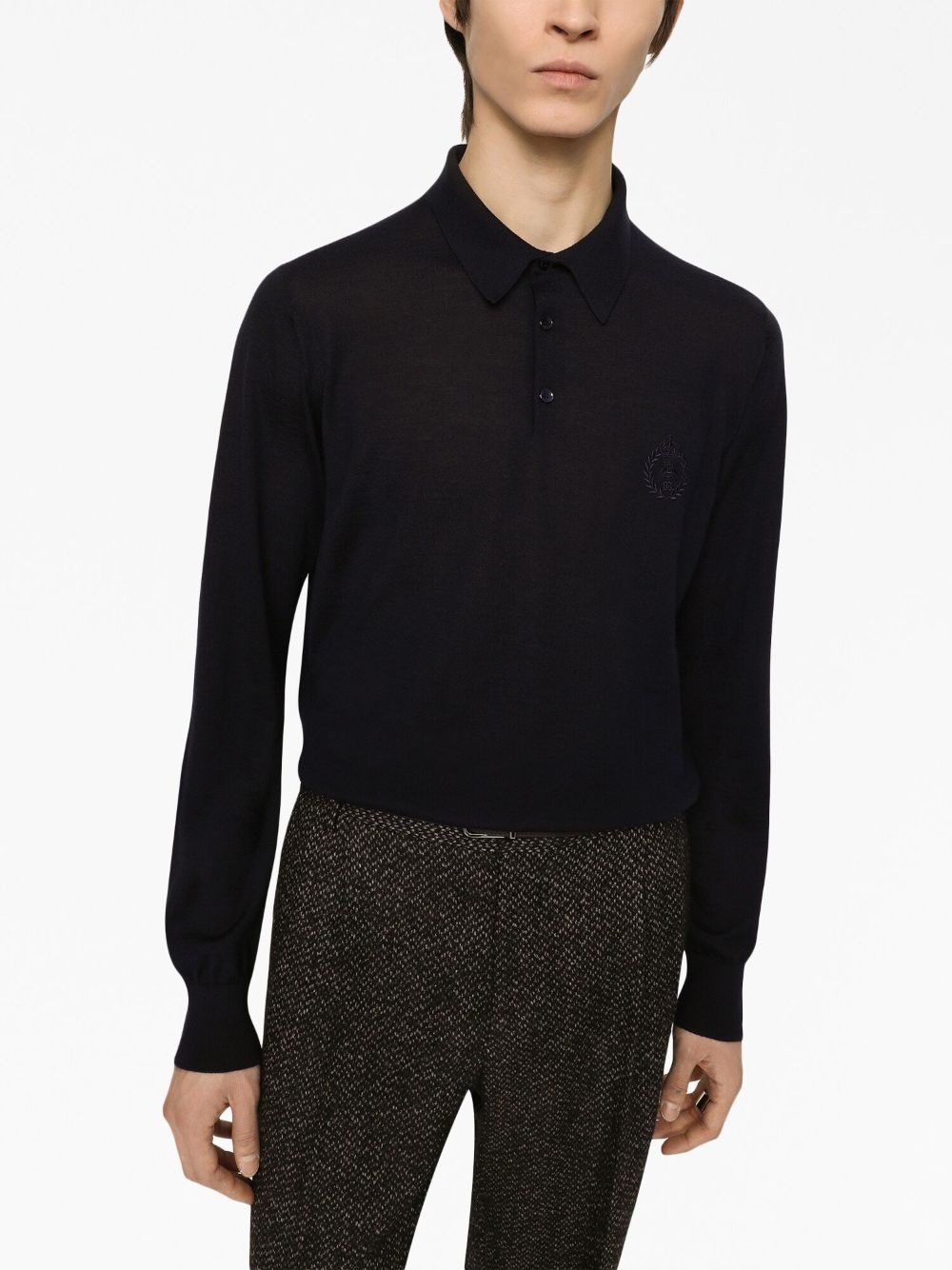 logo-embroidered cashmere polo shirt - 5