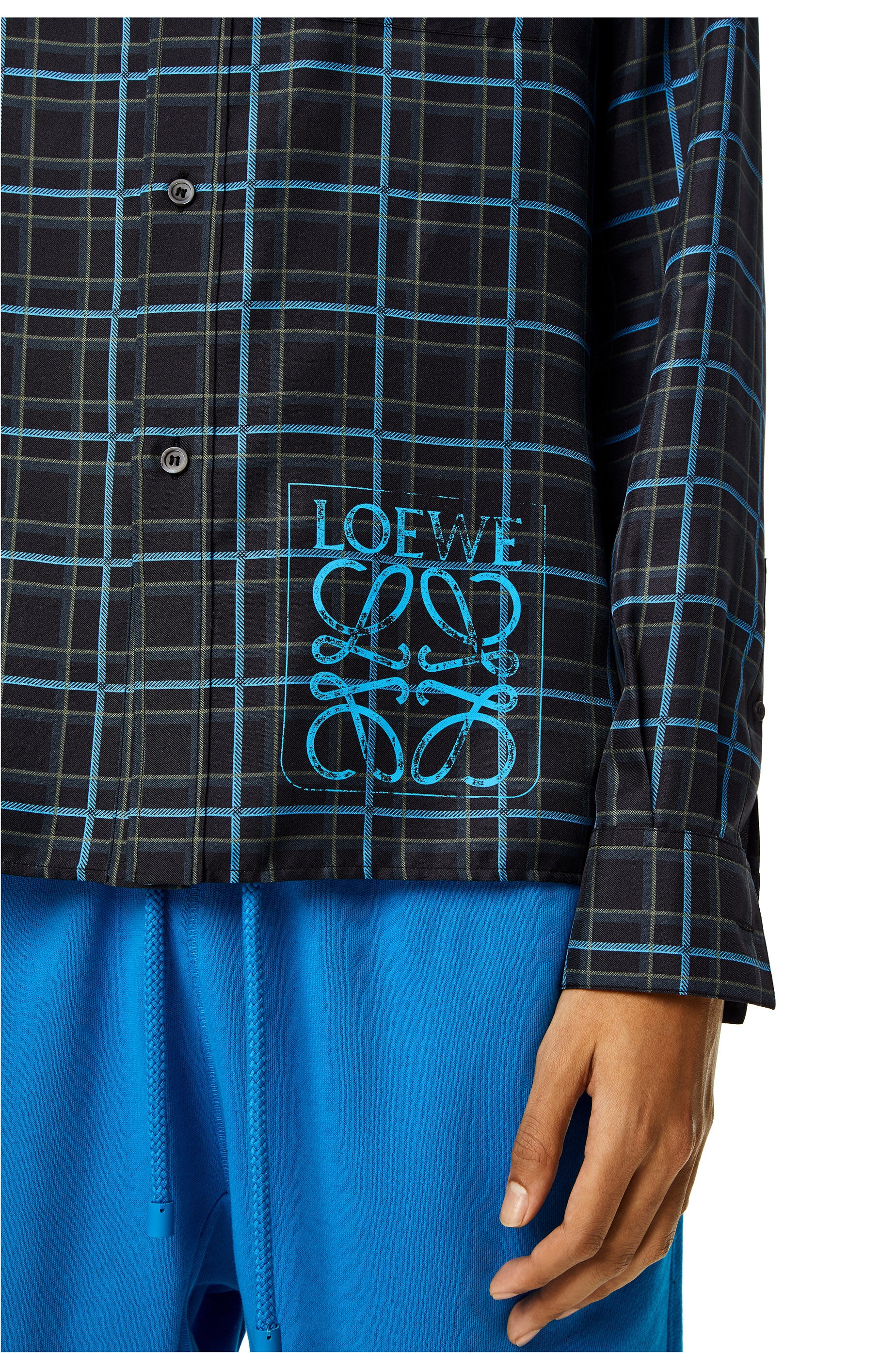 Anagram stamp check shirt in silk and cotton - 5