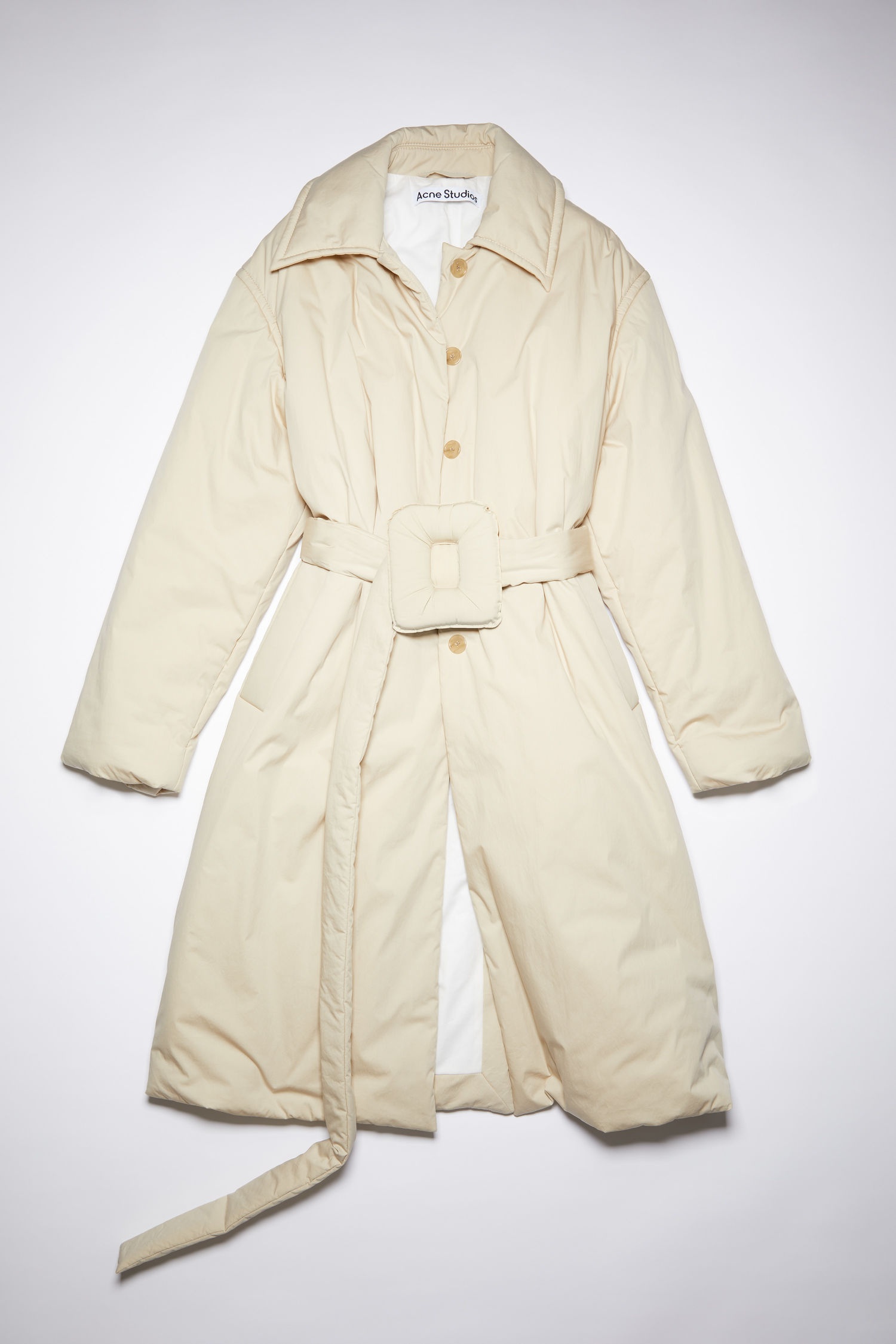 Belted padded coat - Beige - 1