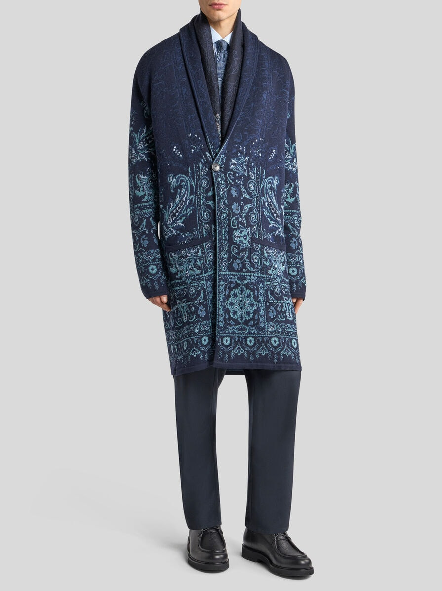 KNIT WOOL JACQUARD ROBE - 4