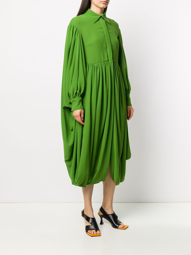 gathered hem pleated shirt dress 3
