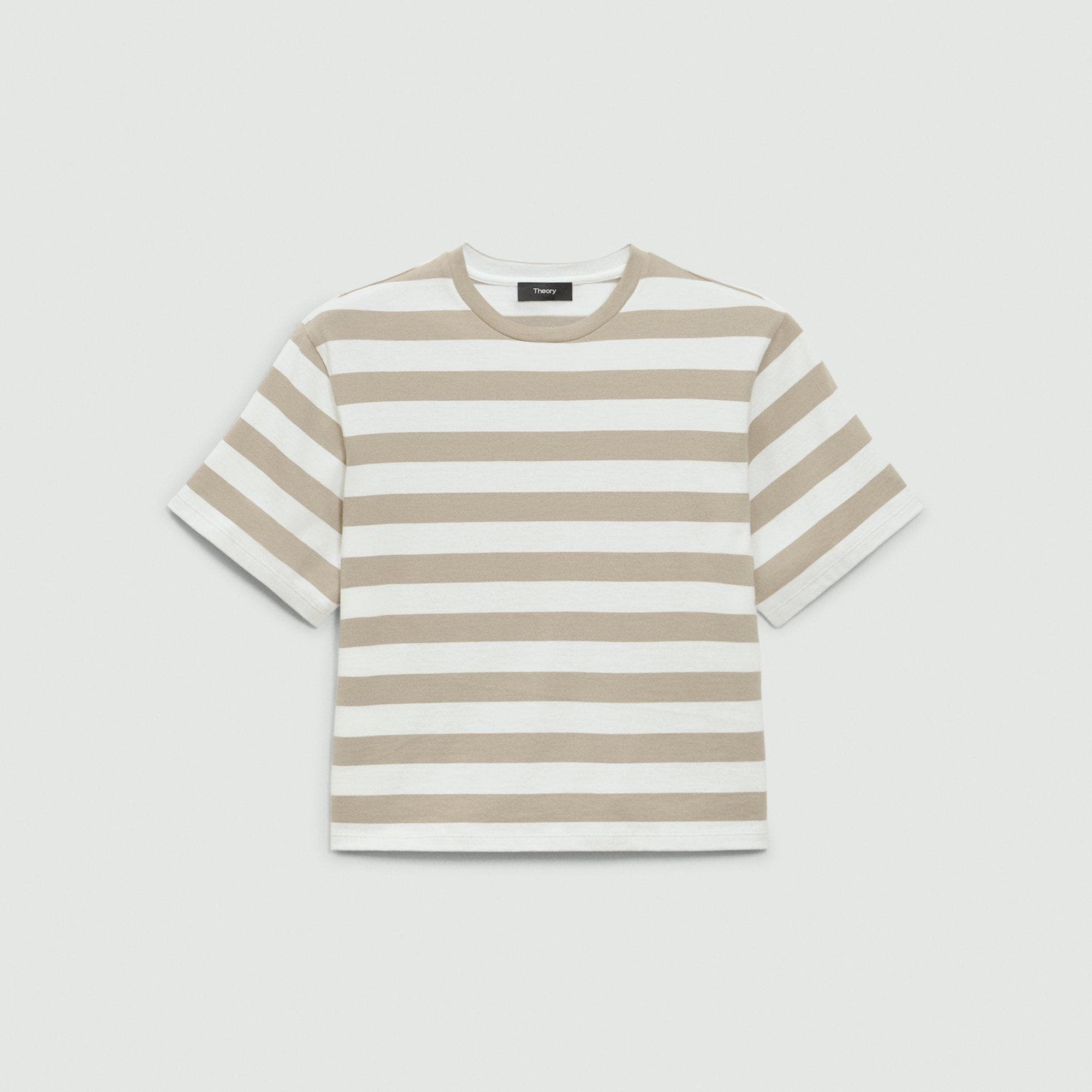 Boxy Crewneck Tee in Striped Cotton - 1