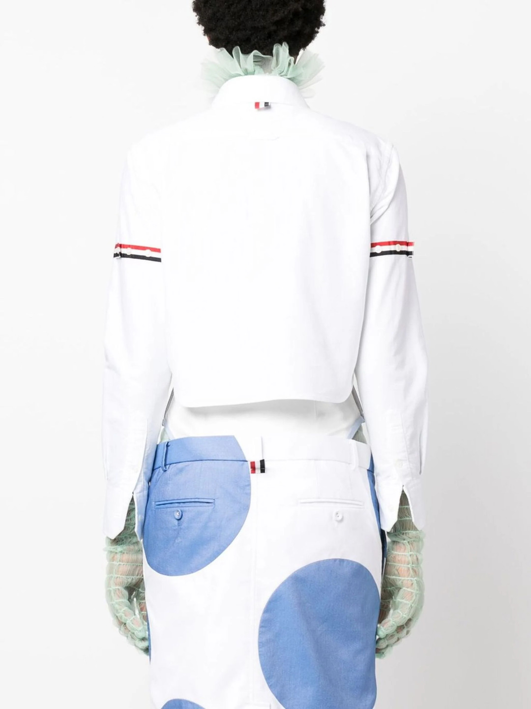 Oxford Armband Round Collar Cropped Shirt - 4