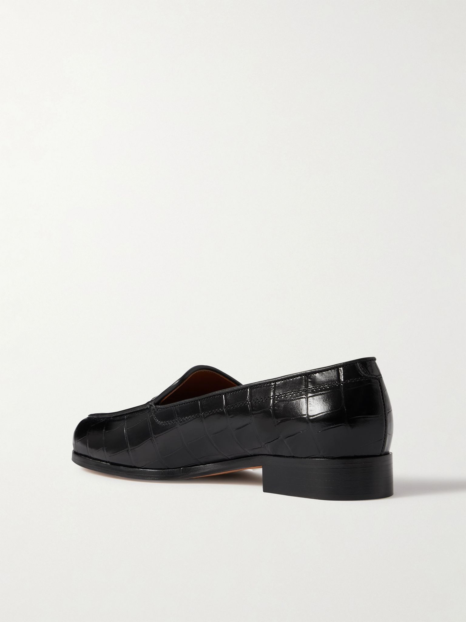 Danielle croc-effect patent-leather loafers Black - 3