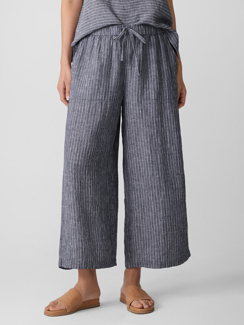 Puckered Organic Linen Wide-Leg Pant 3