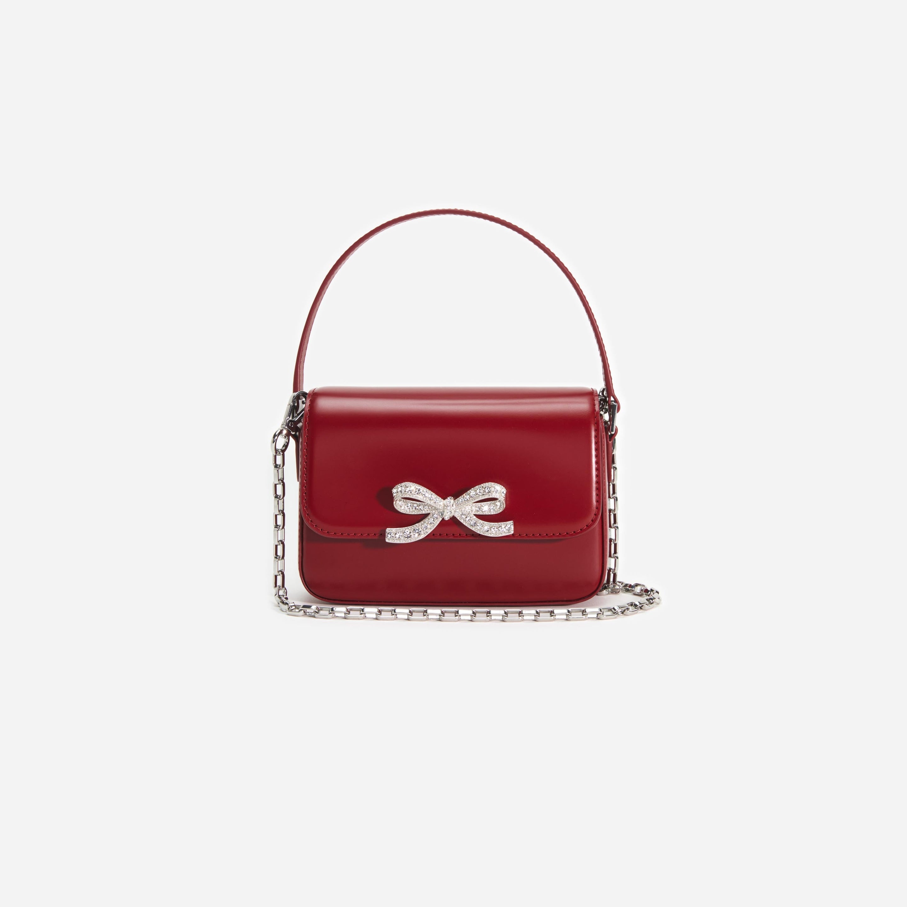 Burgundy Leather Micro Bag - 4