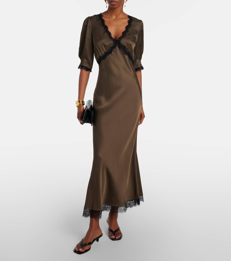 RIXO Annina lace-trimmed satin midi dress outlook