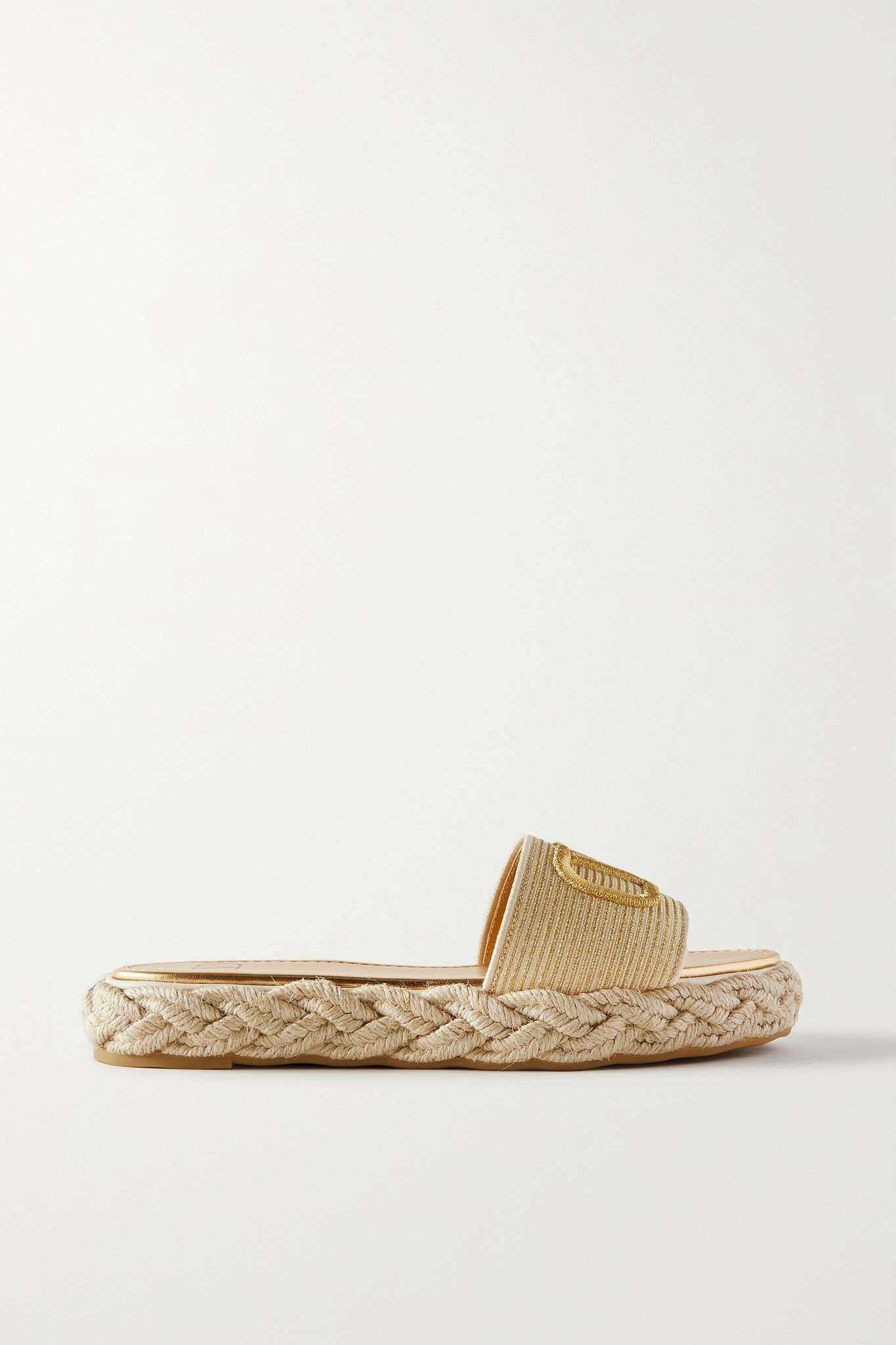 Valentino Garavani VLOGO embroidered woven espadrille slides - 5