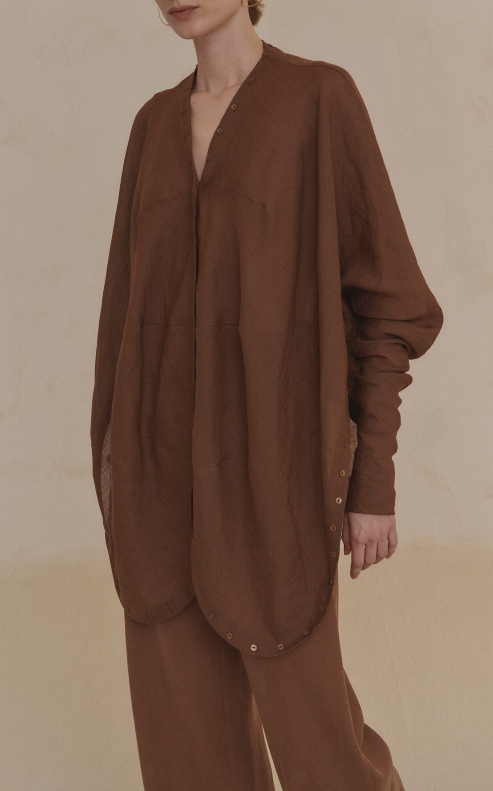 Piano Relaxed Button-Down Shirt brown - 4