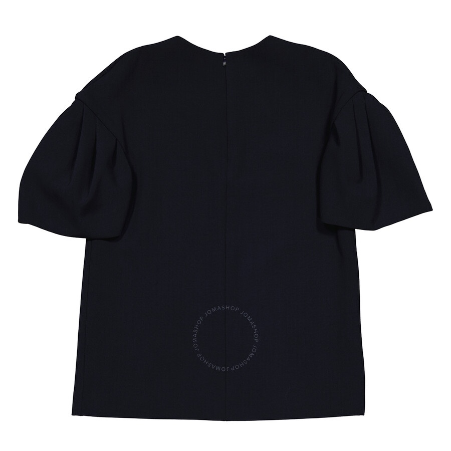 Victoria Beckham Ladies Knit Tops Navy Tuck Sleeve Top, Brand - 6