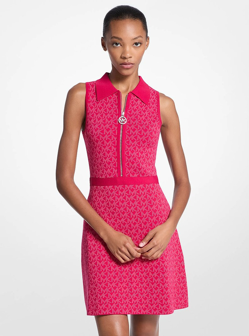 Logo Jacquard Zip-Up Dress 1