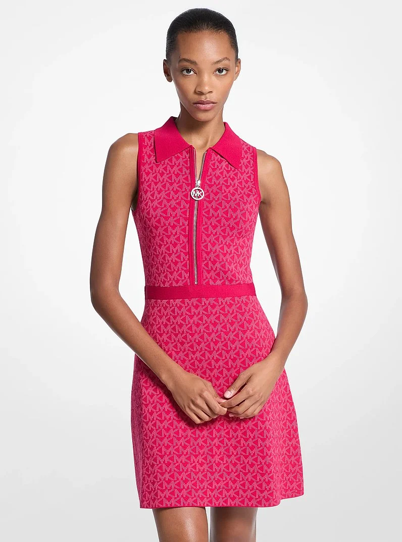 Logo Jacquard Zip-Up Dress - 1