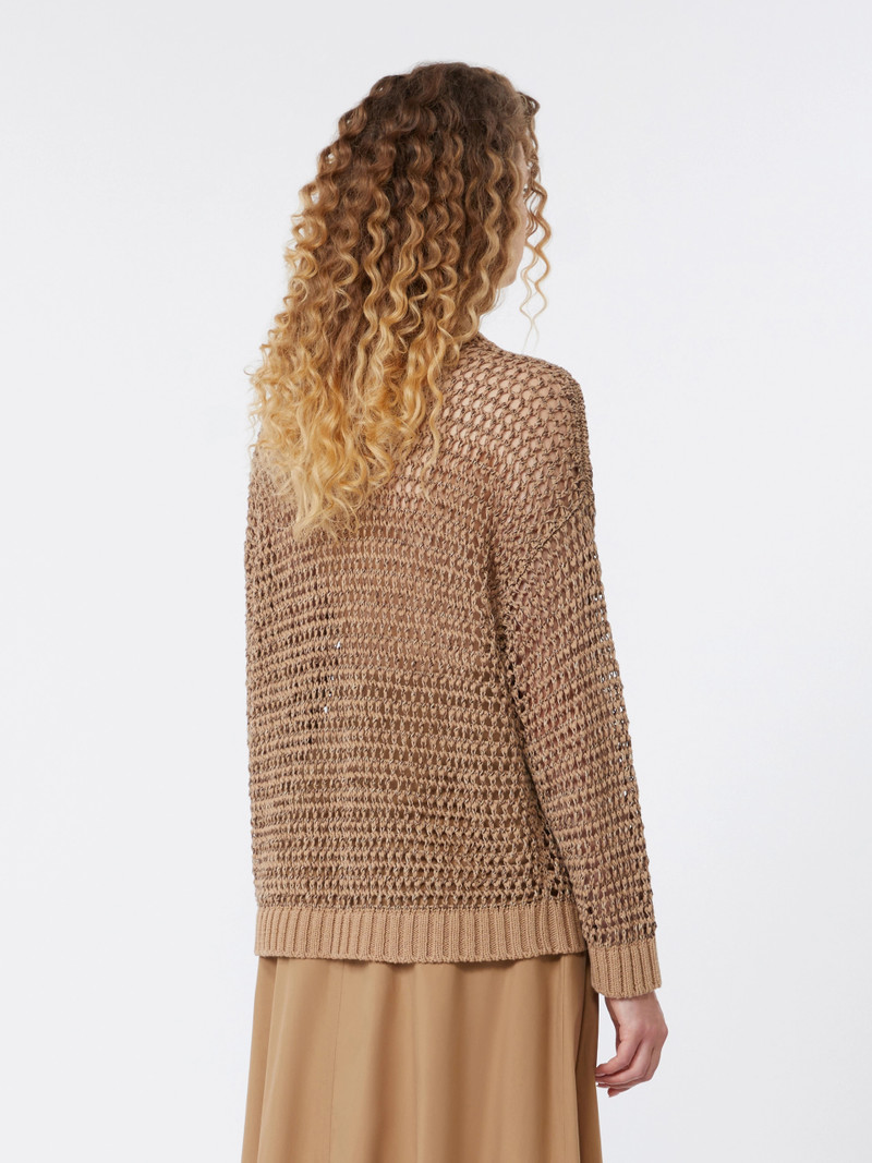 ONIRICA Linen and cotton yarn mesh jumper - TOBACCO 4