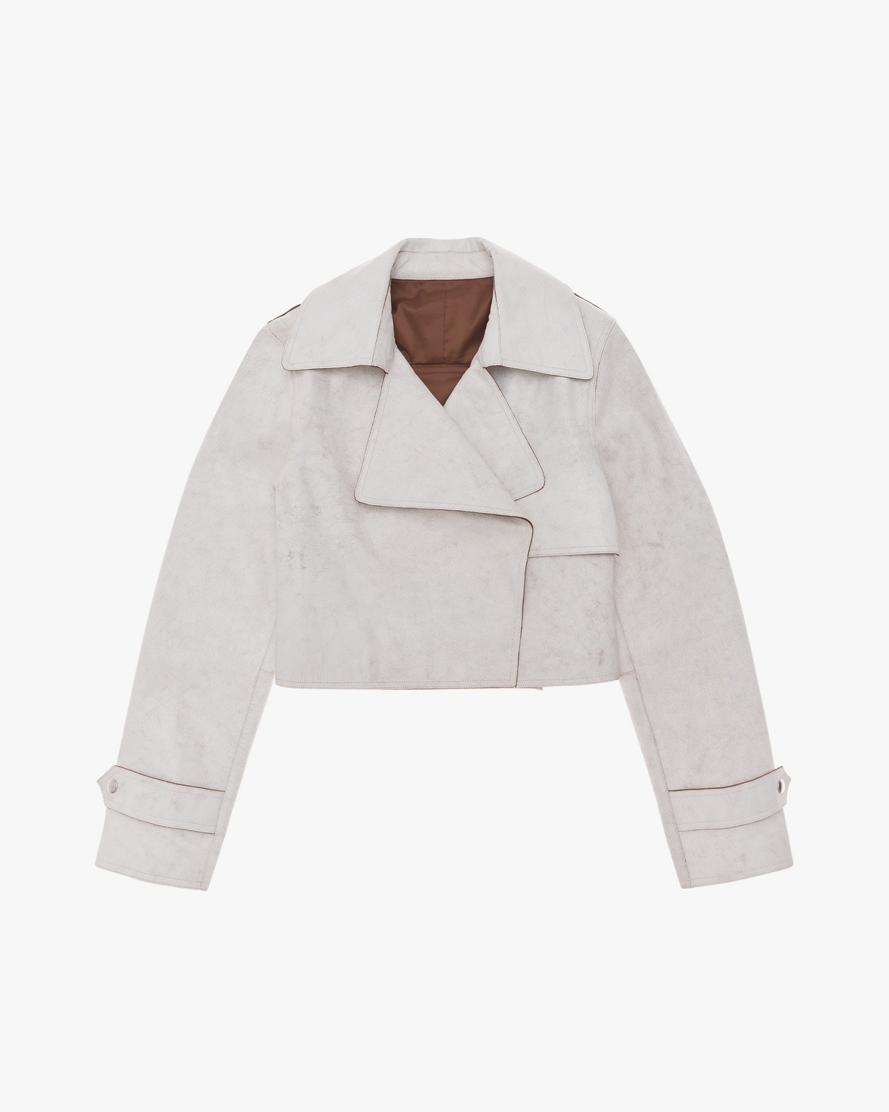 CROPPED LEATHER TRENCH JACKET - 1