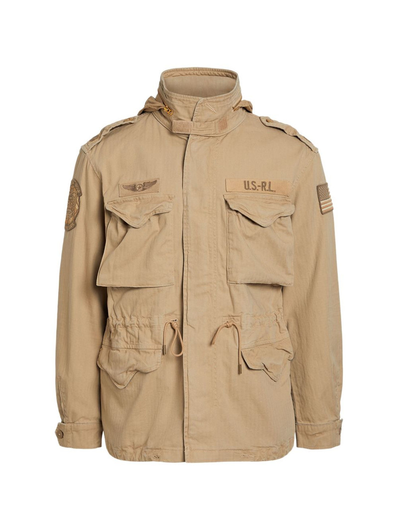 patch-detail hooded military jacket 1