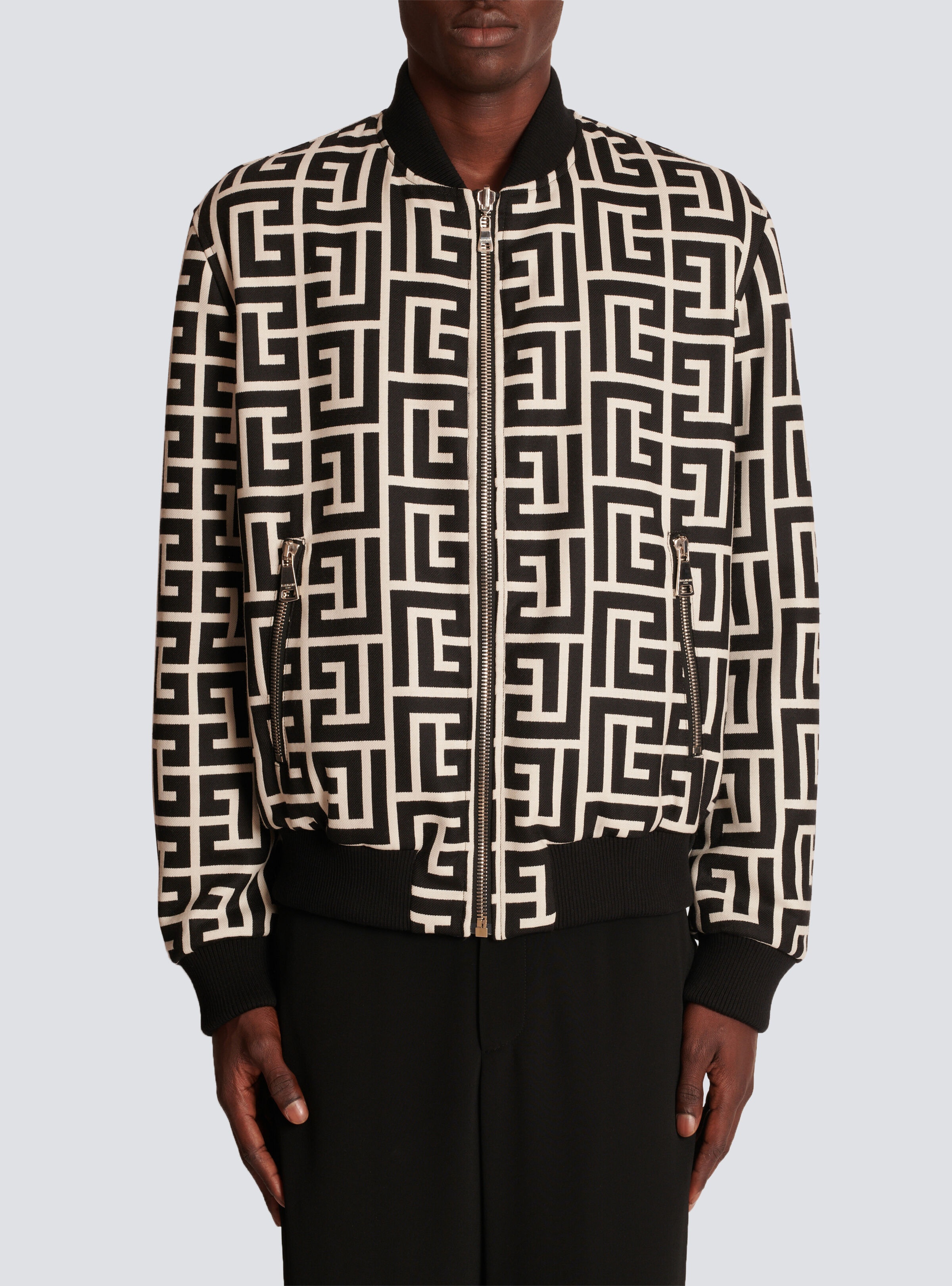 Reversible wool bomber jacket with monogram - 4