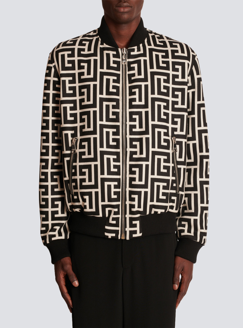Reversible wool bomber jacket with monogram 4