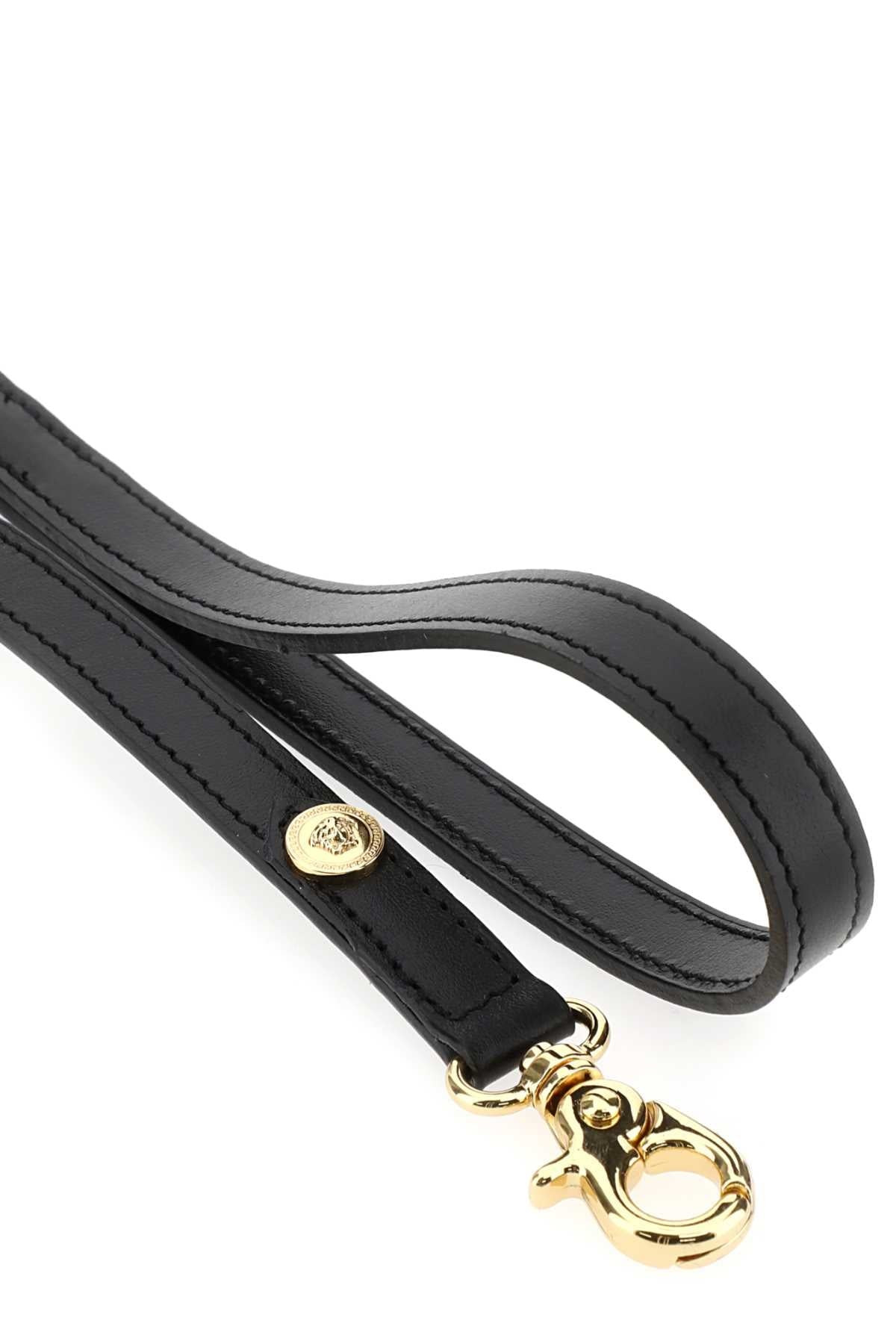 Versace Men Black Leather Medusa Leash - 3