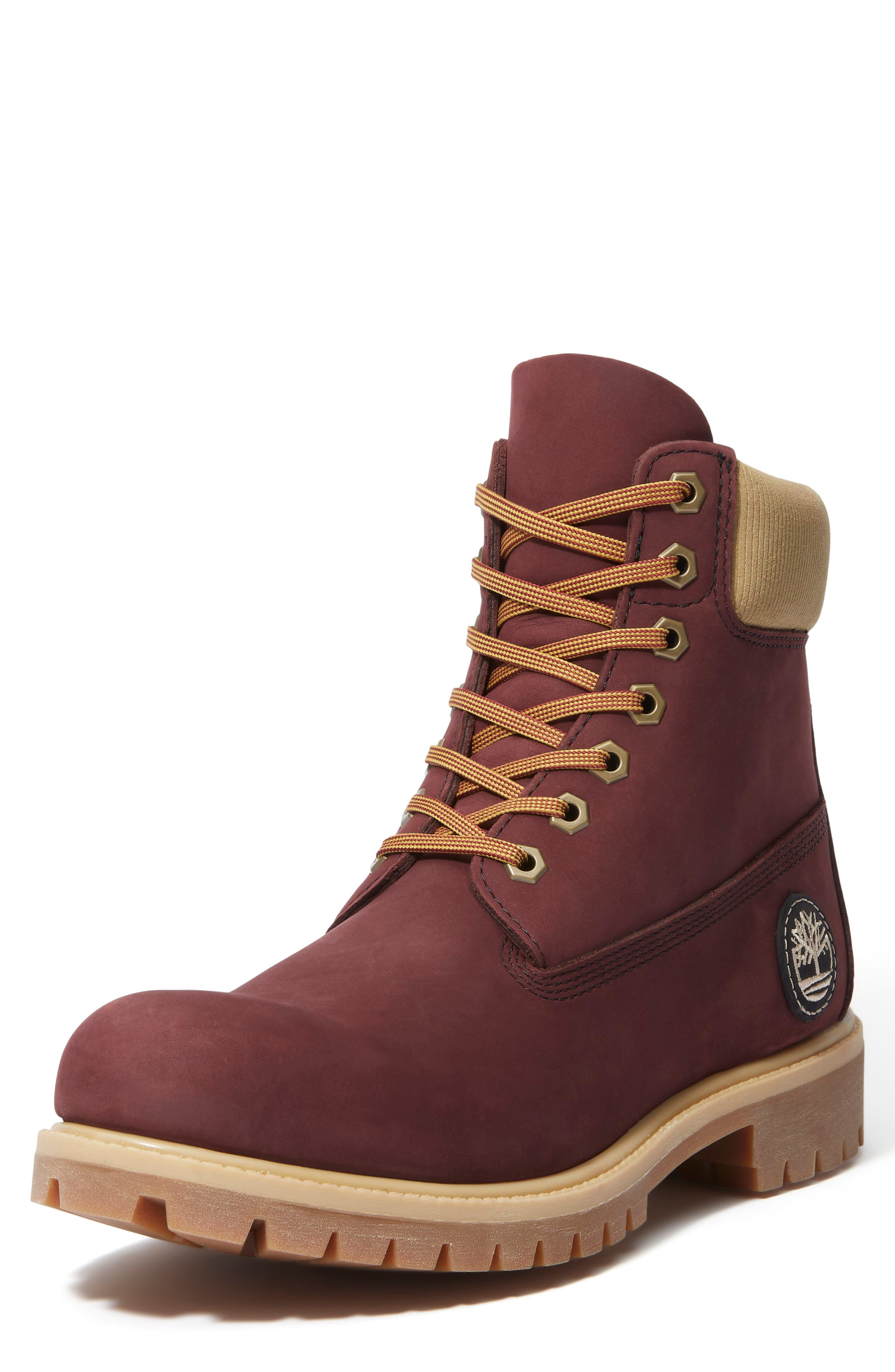 Timberland Premium 6-Inch Waterproof Boot in Burgundy Nubuck at Nordstrom - 7