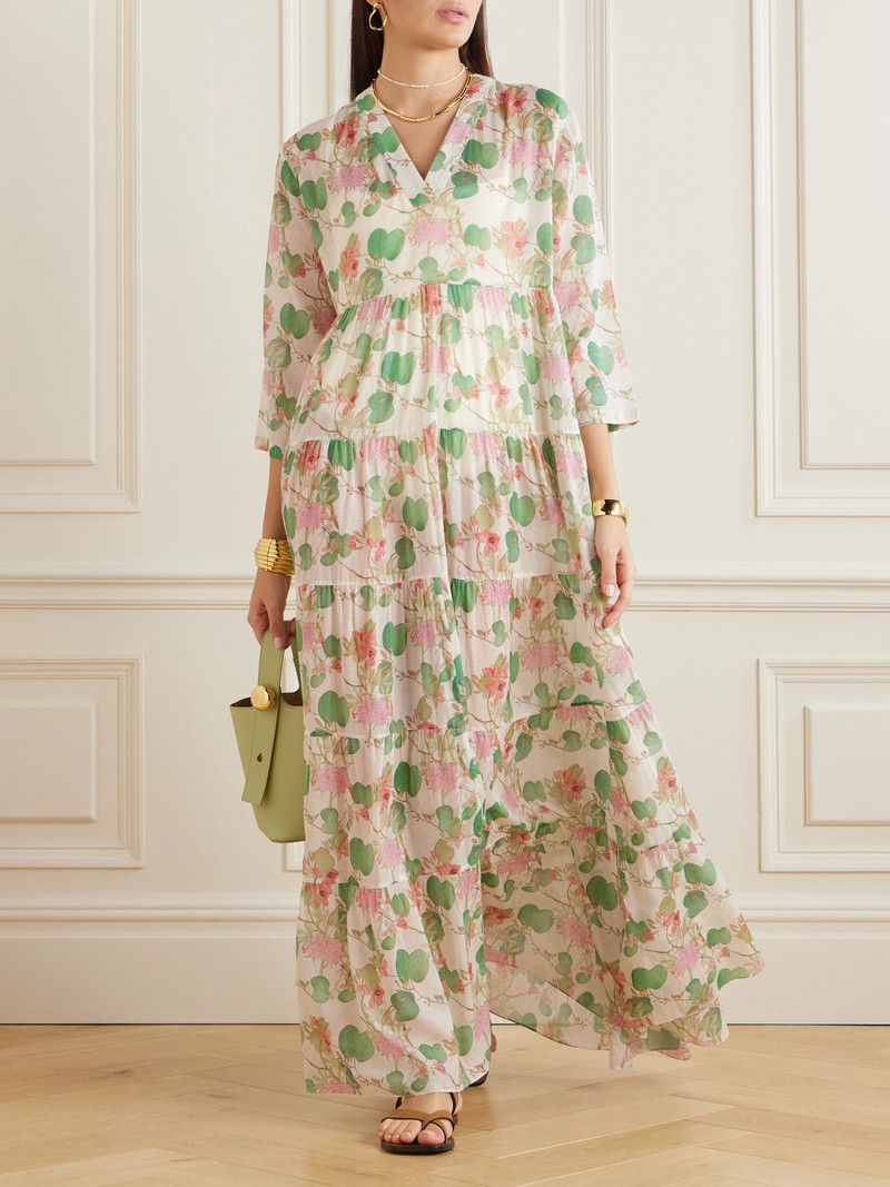EMPORIO SIRENUSE Alba Tiered Pleated Printed Cotton-poplin Maxi Dress outlook
