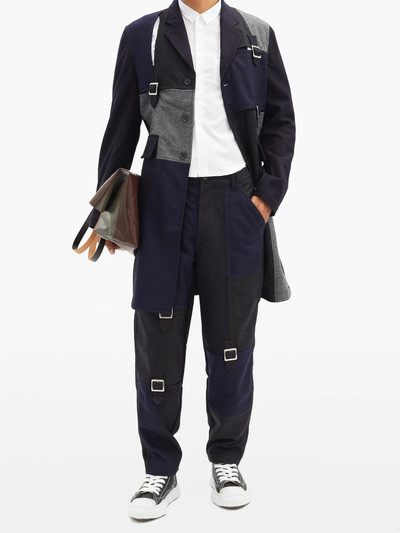 Comme des Garçons SHIRT Cutout, buckle and patchwork wool-twill coat outlook