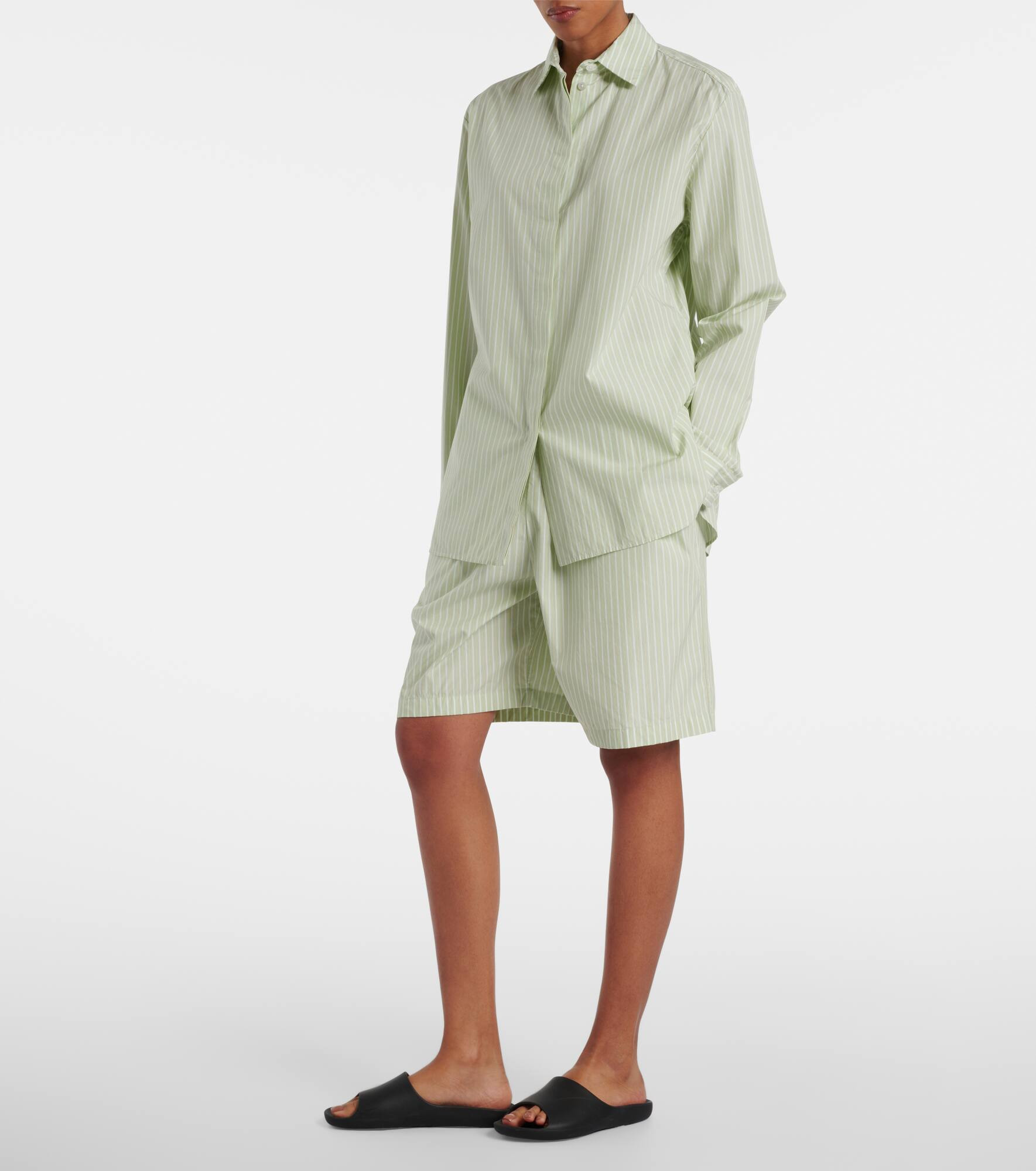 Zinnia striped cotton poplin Bermuda shorts - 2