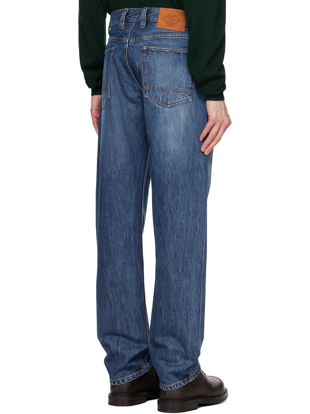 Blue Seamless Denim Five-Pocket Jeans - 3