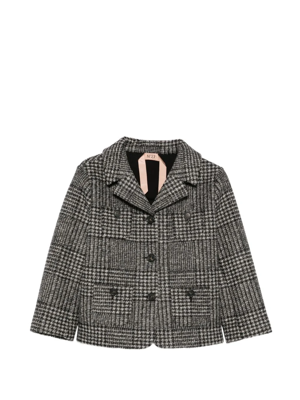 check-pattern notched-lapels jacket - 1