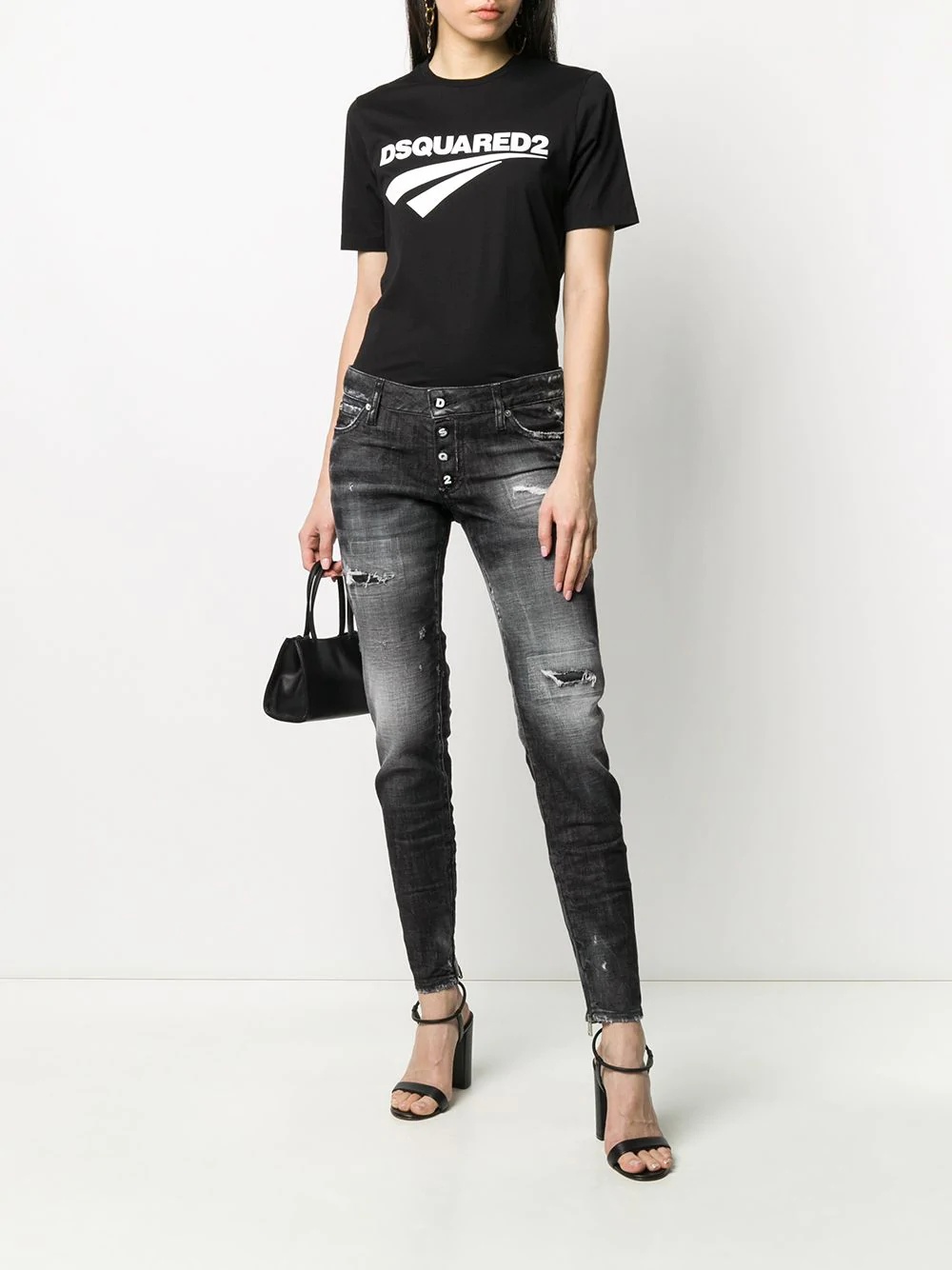 distressed zipped ankle skinny trousers - 2