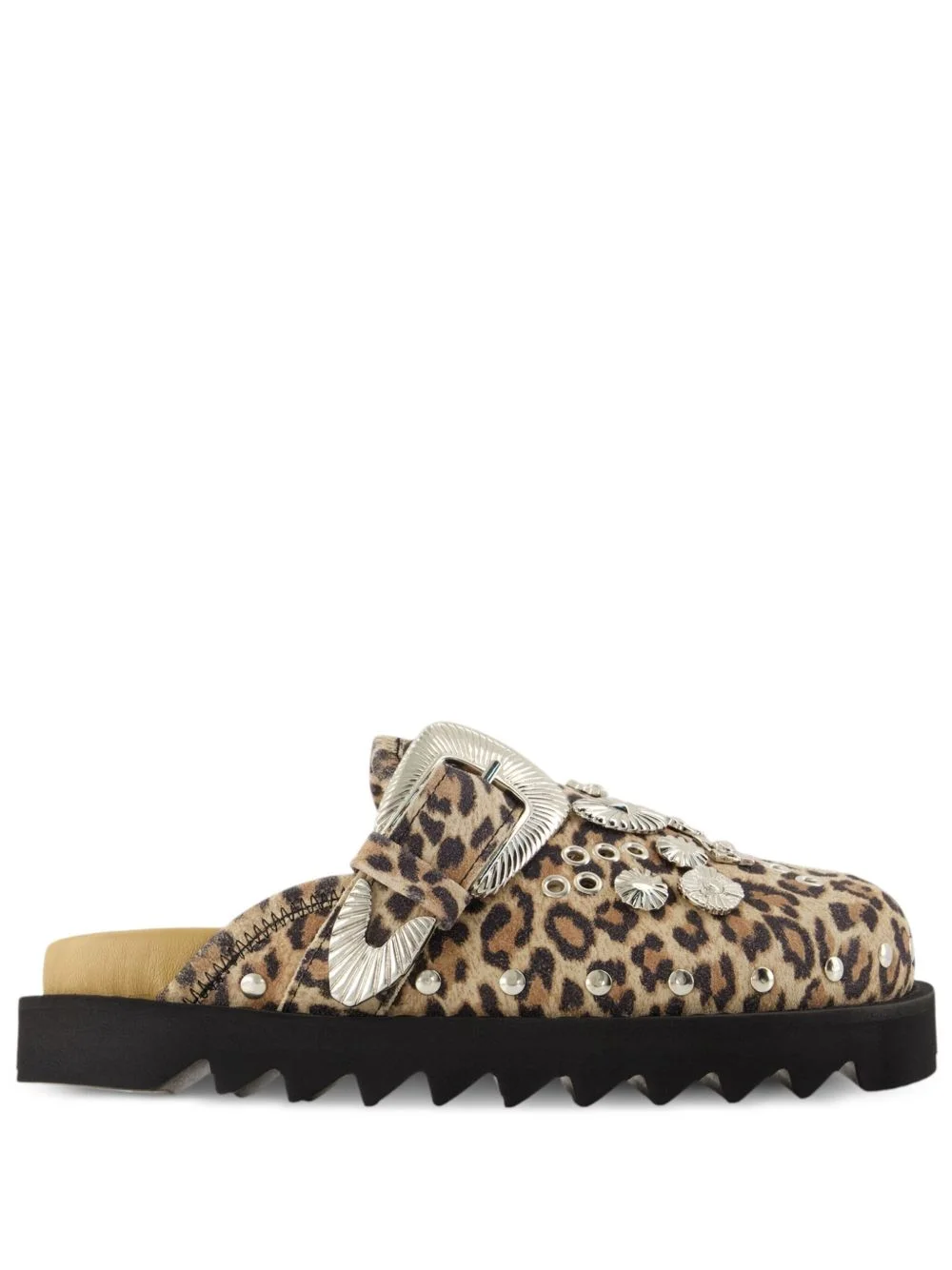 buckle-embellished leopard-print flat mules - 1