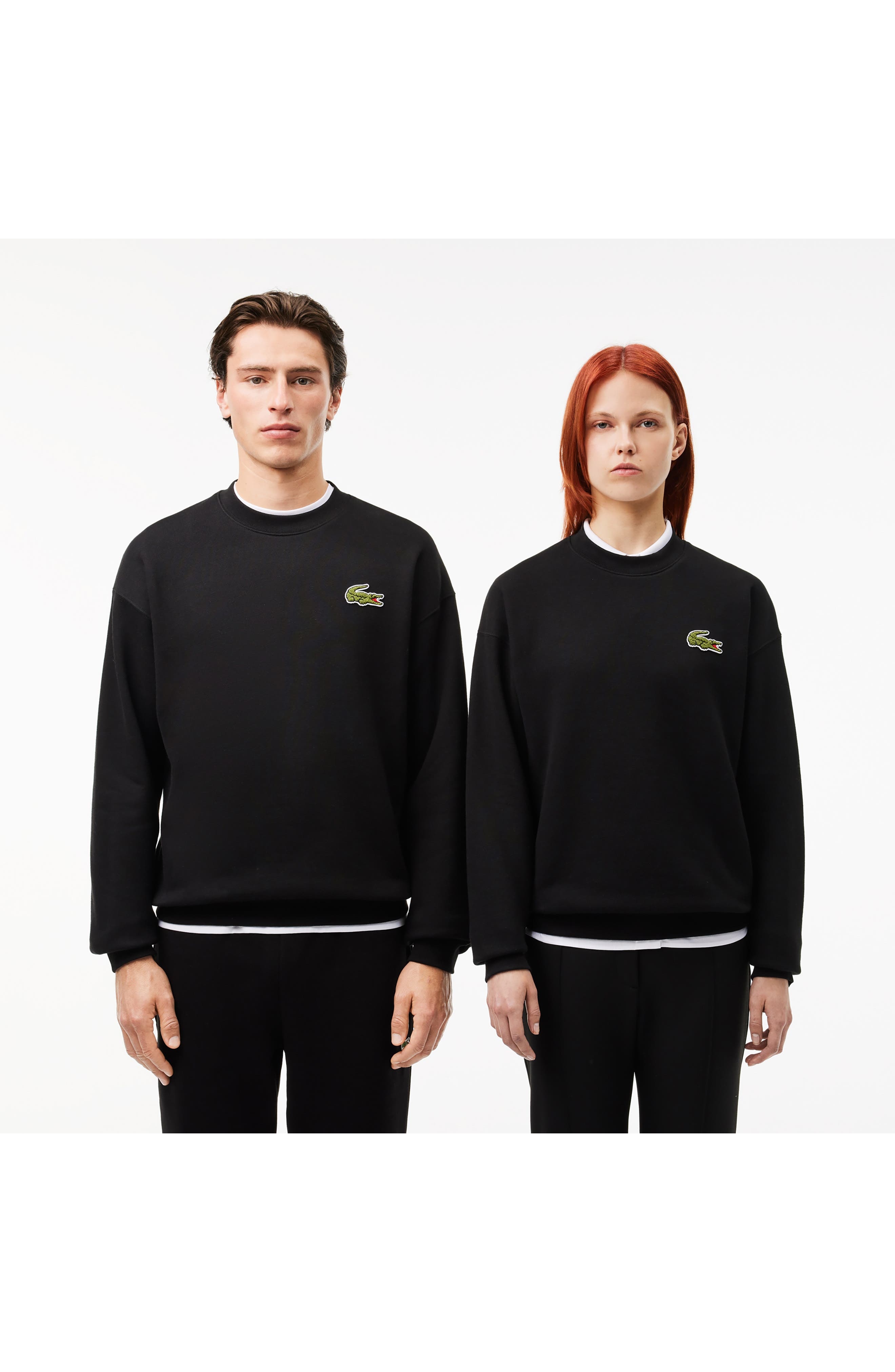 Lacoste Loose Fit Cotton French Terry Sweatshirt in Black at Nordstrom - 3