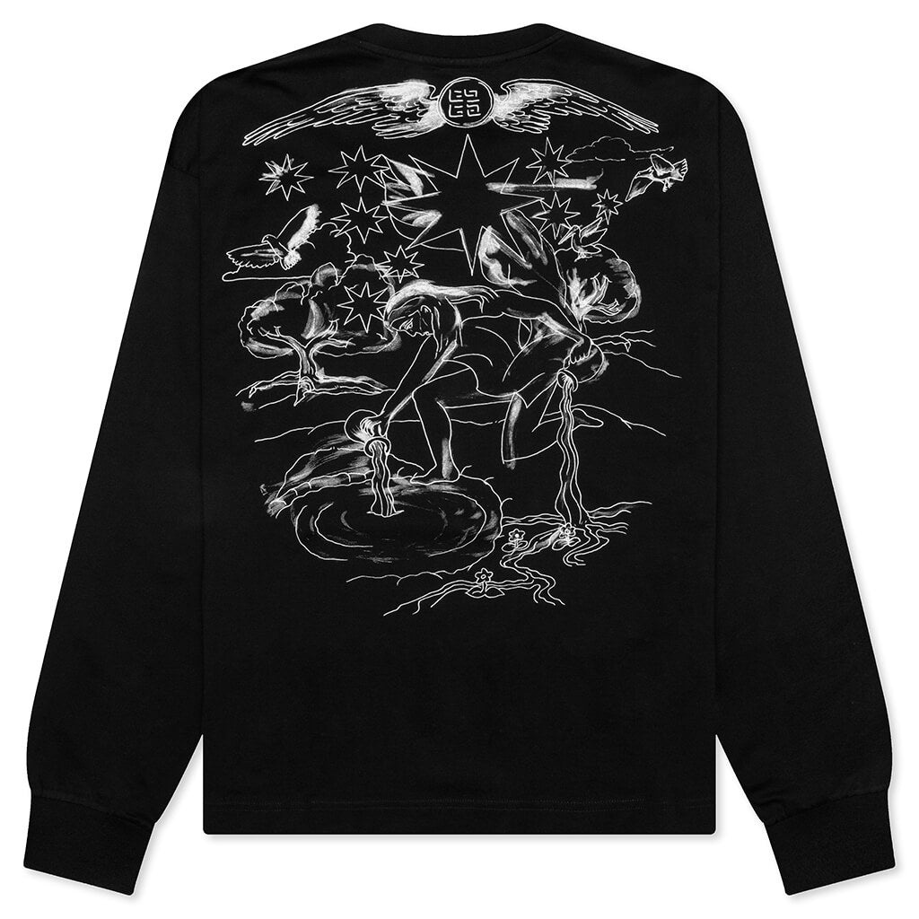 TAROT PRINT BOXY FIT LONG SLEEVE T-SHIRT - BLACK - 2