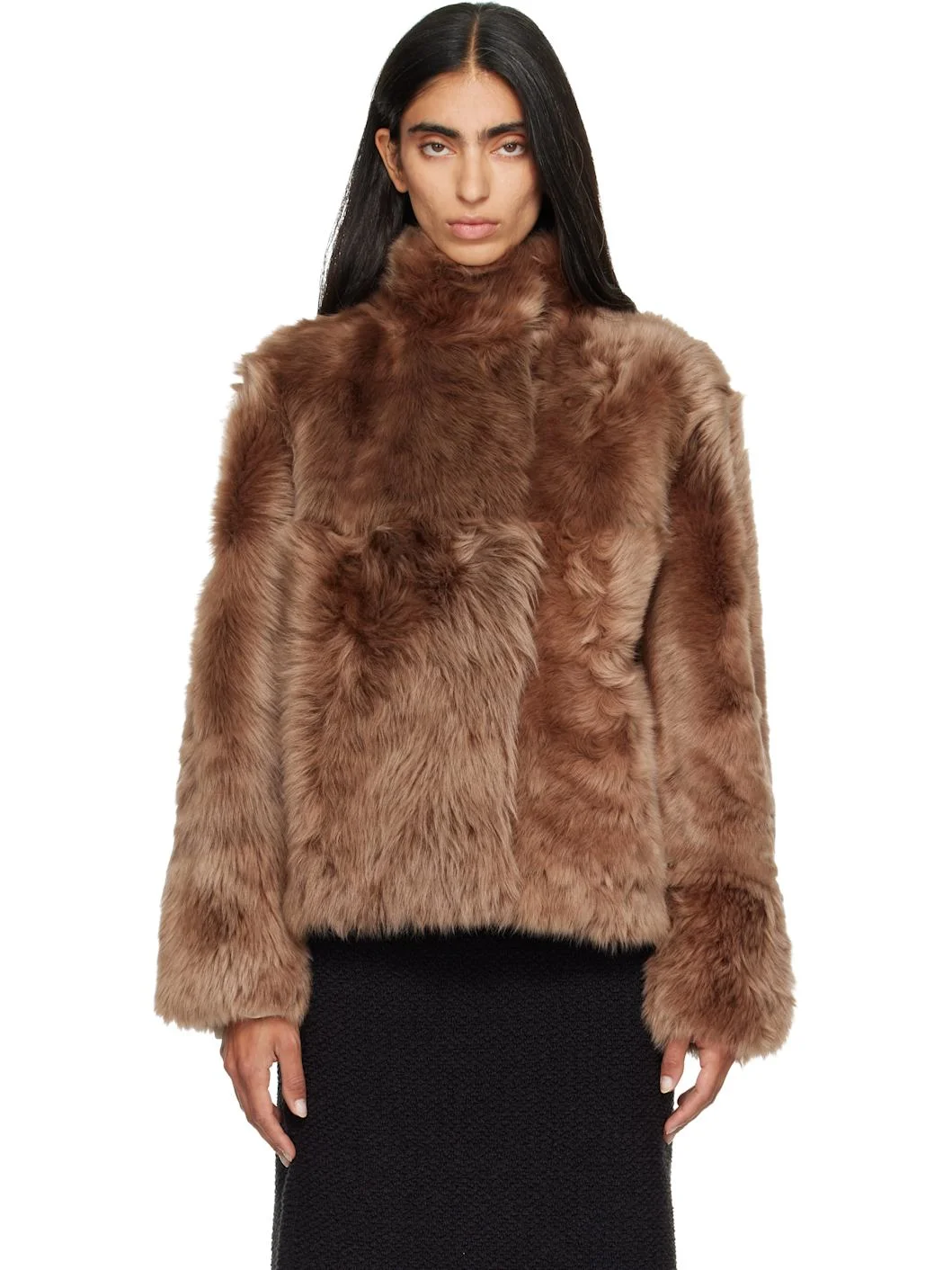 Brown Lambskin Shearling Short Jacket - 1