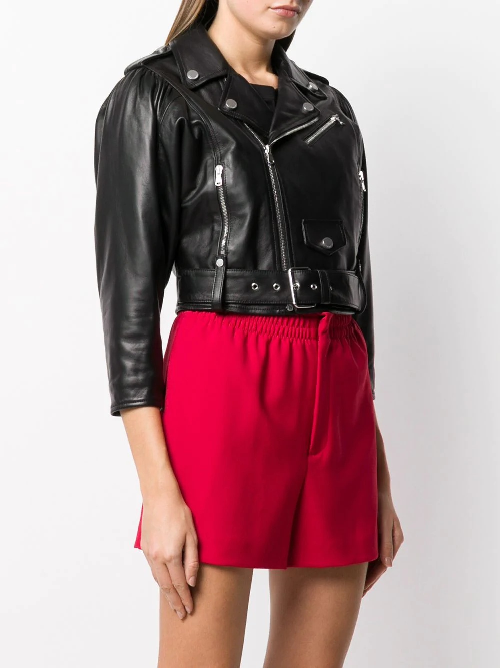 cropped biker jacket - 3