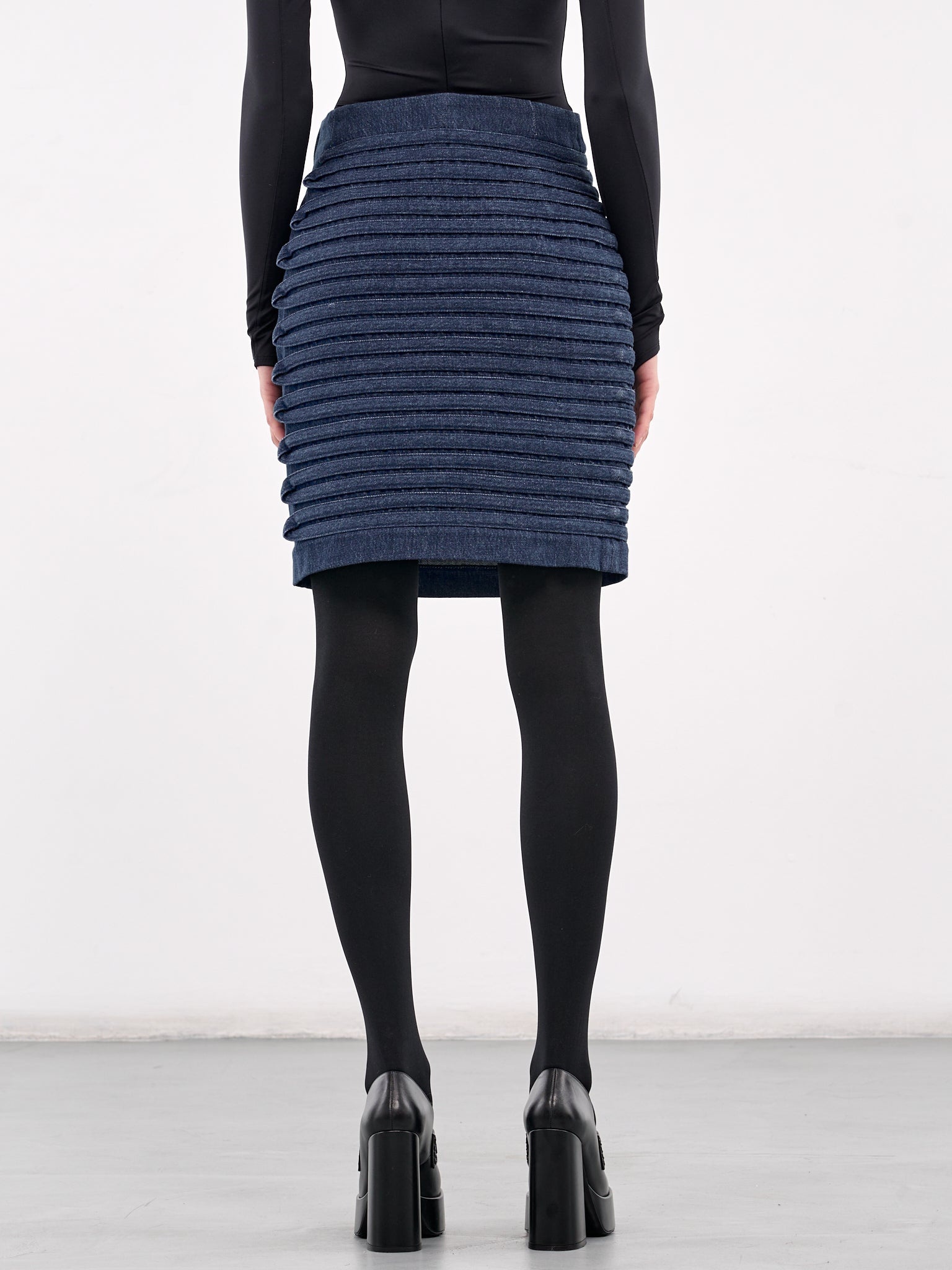 Denim Fitted Mini Skirt - 3