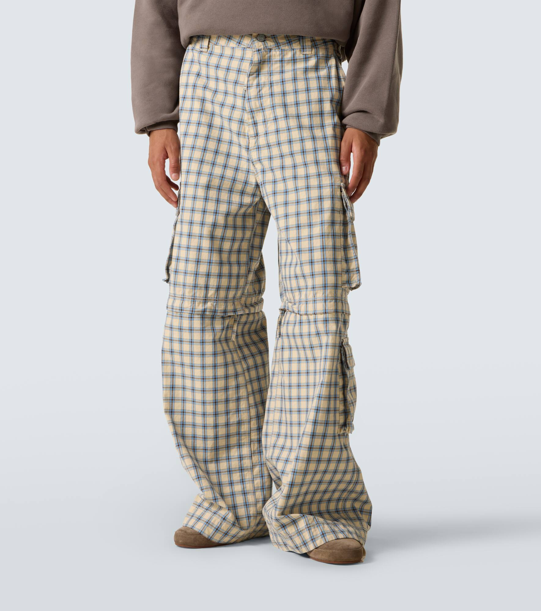 Checked cotton cargo pants - 3