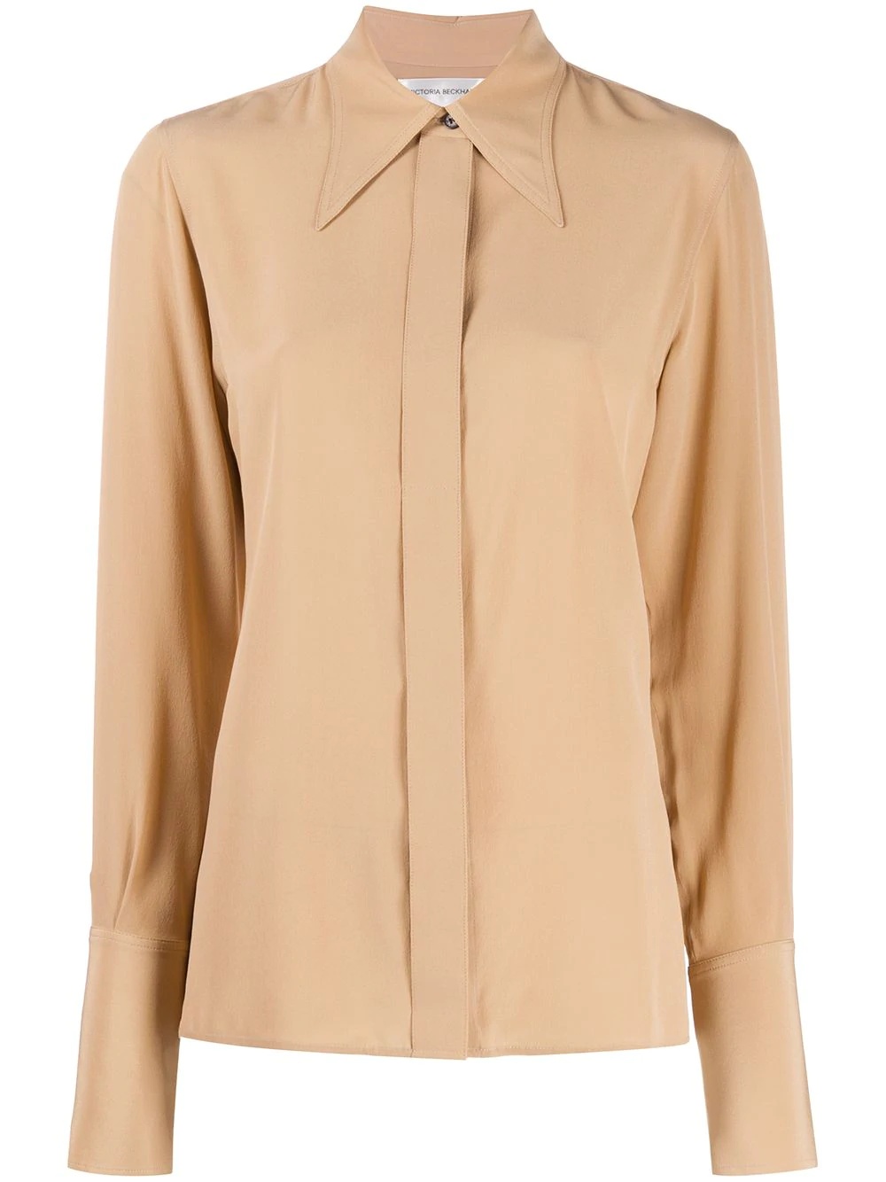 pointed collar silk shirt - 1