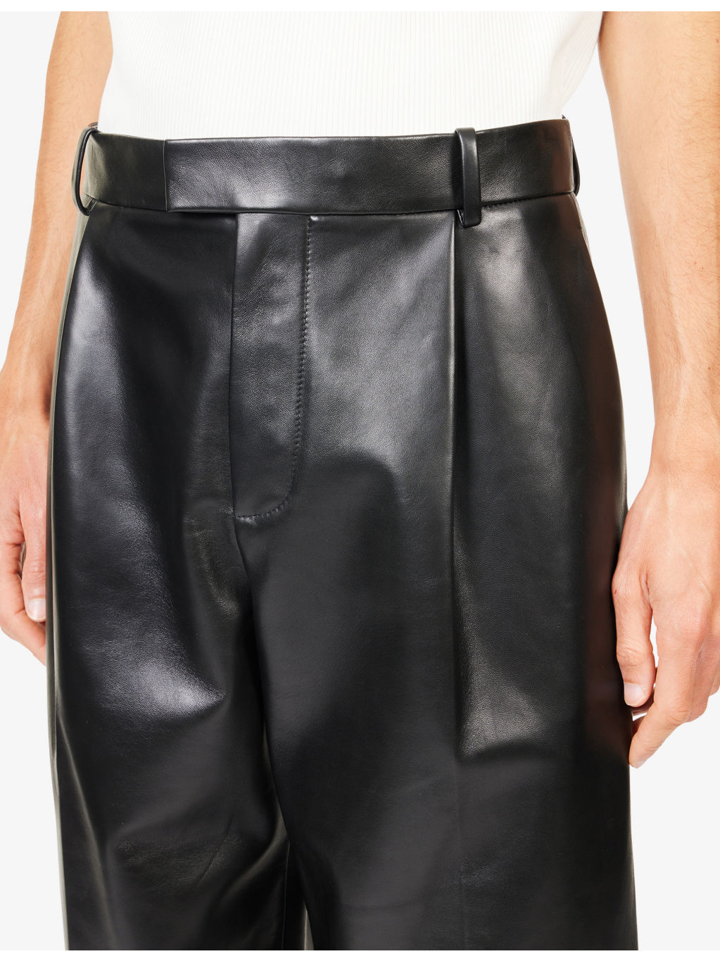 Regular-Fit Straight-Leg Leather Trousers - 5