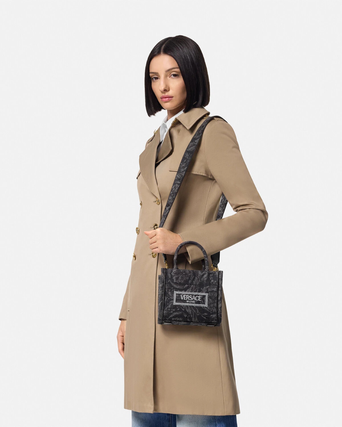 トートバッグ VERSACE 'Extra Small Athena' shopping bag Black Barocco Athena Small Tote Bag Black,Gold | VERSACE US