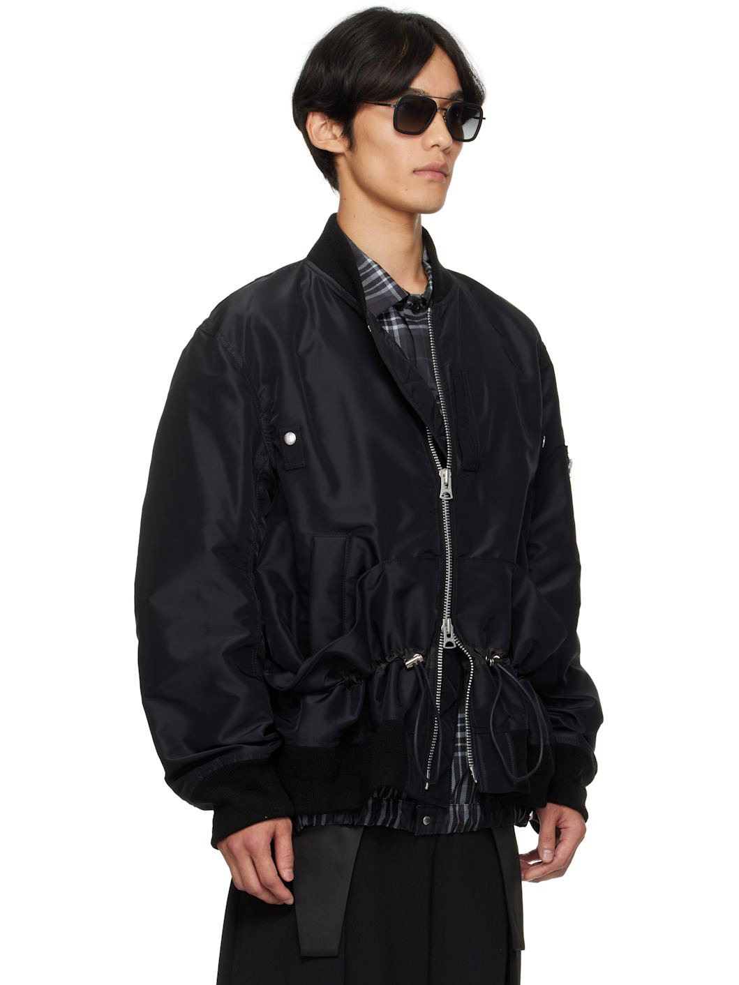 Black Nylon Twill Bomber Jacket - 2