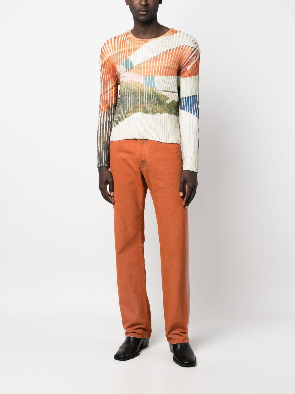 graphic-print ribbed jumper - 3