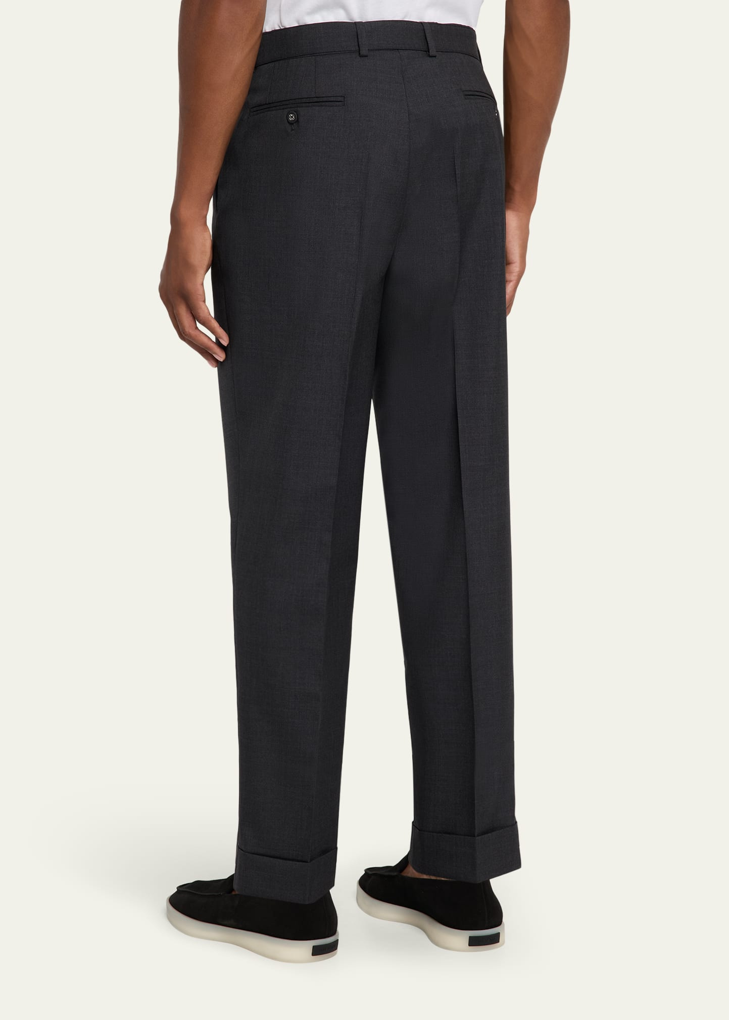 Men's Hugo Wool Self-Belt Pleated Pants - 3