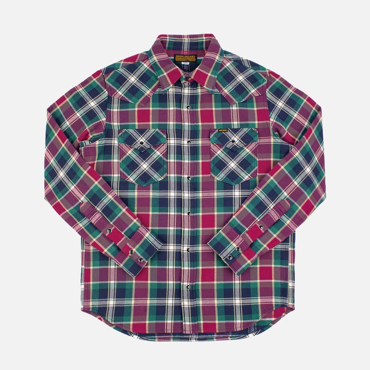 Ultra Heavy Flannel Crazy Check Western Shirt - Navy - 1