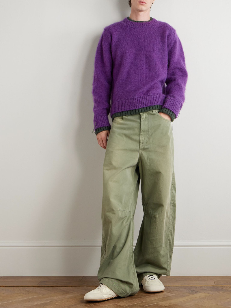 sacai Two-Tone Mohair-Blend Sweater Purple outlook