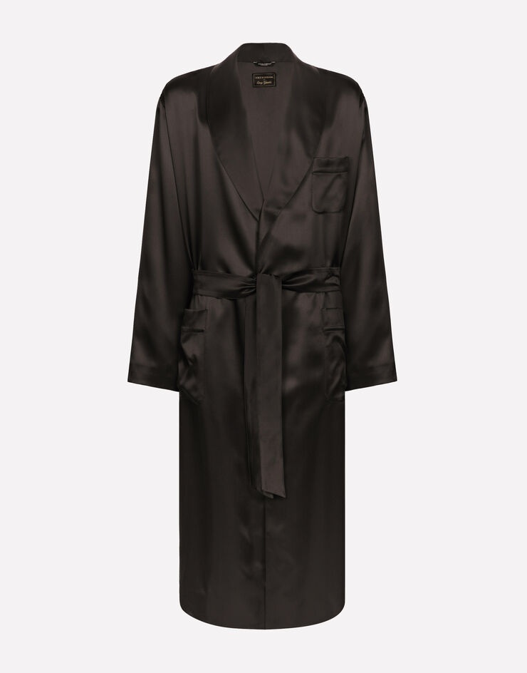 Silk satin robe with metal DG logo - 1
